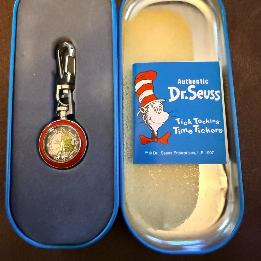 Dr. Seuss Red and Silver Clip Watch